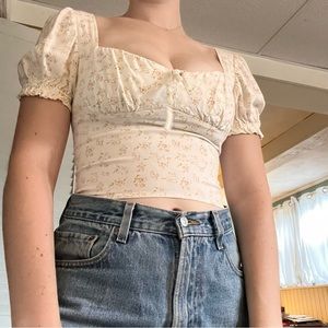 White milkmaid top with dainty floral